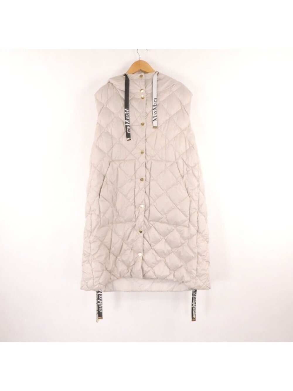 Max Mara Maxmara the Cube Sisoft Reversible Down Vest XS Nylon 100% Hood 34